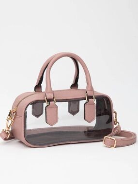 Clear Pink Double-Handle Crossbody Bag